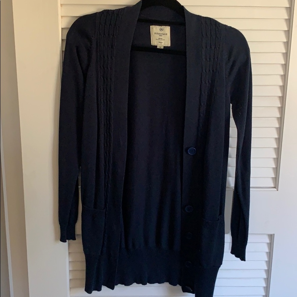 Heritage Long Navy Cardigan